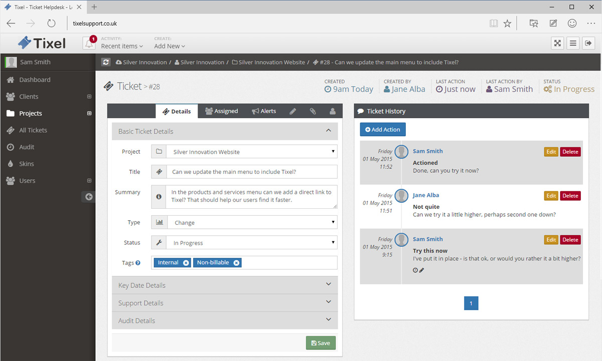 Tixel Ticket Overview Screen